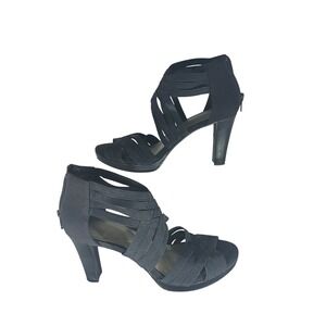 Impo Tauna Black Strappy Stretch Elastic High Heel Sandals Womens 7.5 M